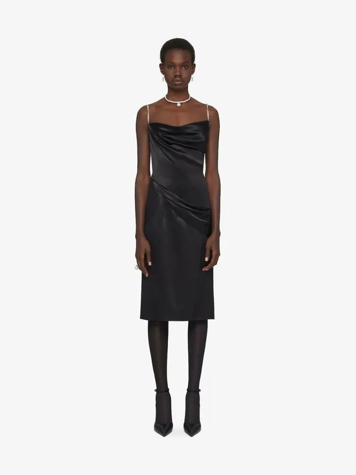 Straps Dress In Satin With Pearls And Crystals Black Women Givenchy Dresses