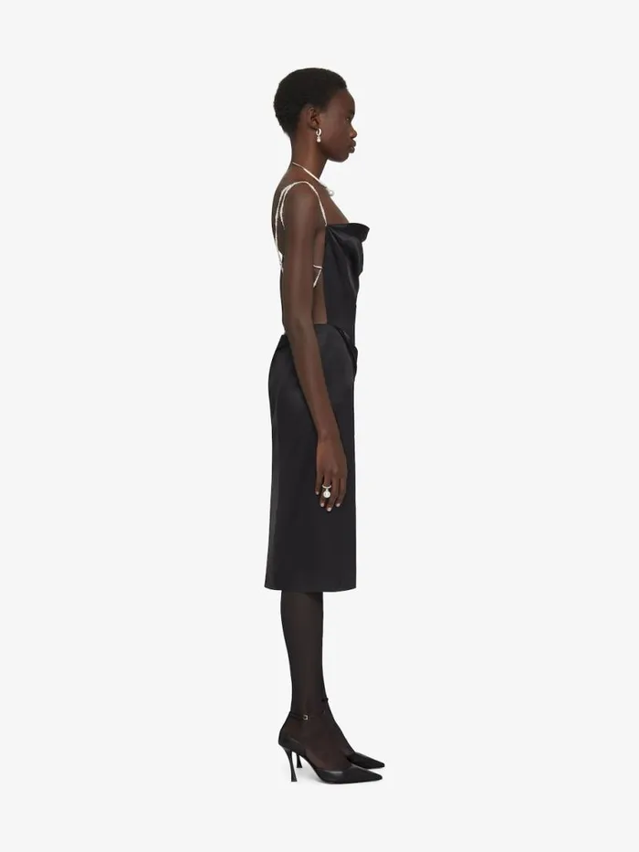 Straps Dress In Satin With Pearls And Crystals Black Women Givenchy Dresses