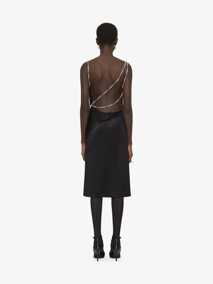Straps Dress In Satin With Pearls And Crystals Black Women Givenchy Dresses