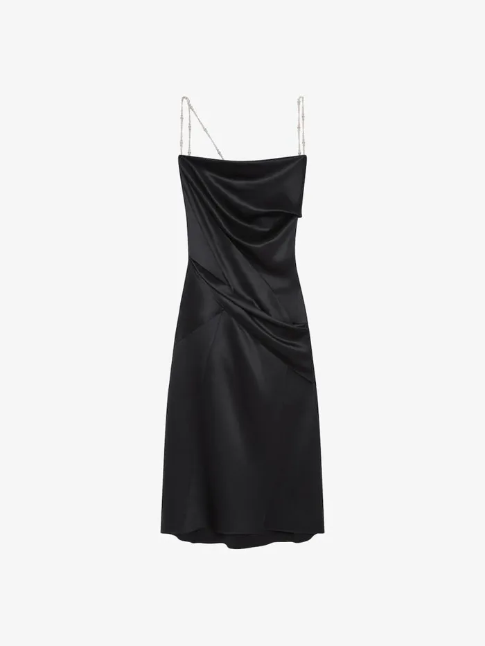 Straps Dress In Satin With Pearls And Crystals Black Women Givenchy Dresses
