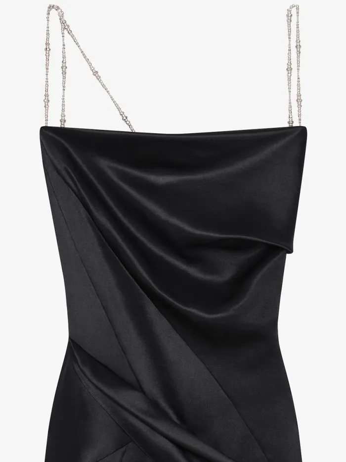 Straps Dress In Satin With Pearls And Crystals Black Women Givenchy Dresses