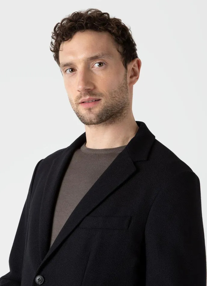 SUNSPEL Jackets and Coats Textured Wool Blazer Navy 8211 Men