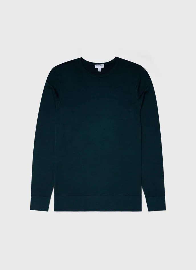 SUNSPEL Knitwear ExtraFine Merino Crew Neck Peacock 8211 Men