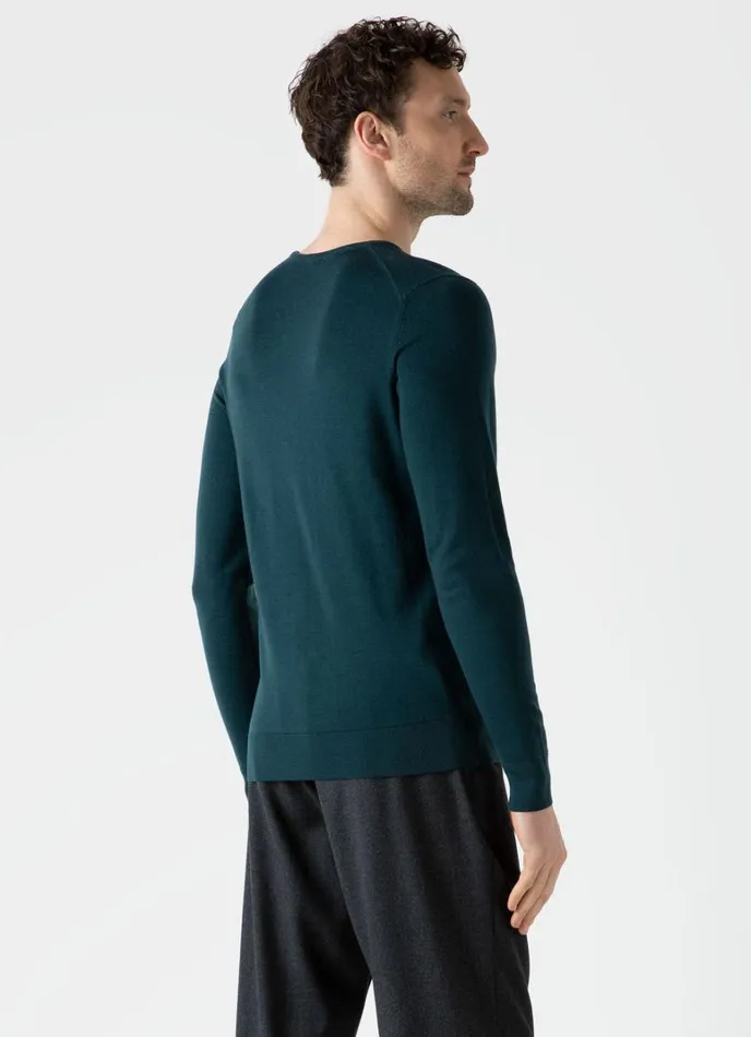 SUNSPEL Knitwear ExtraFine Merino Crew Neck Peacock 8211 Men