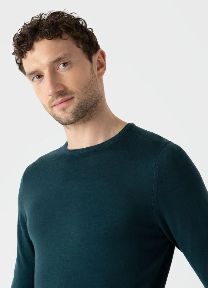 SUNSPEL Knitwear ExtraFine Merino Crew Neck Peacock 8211 Men