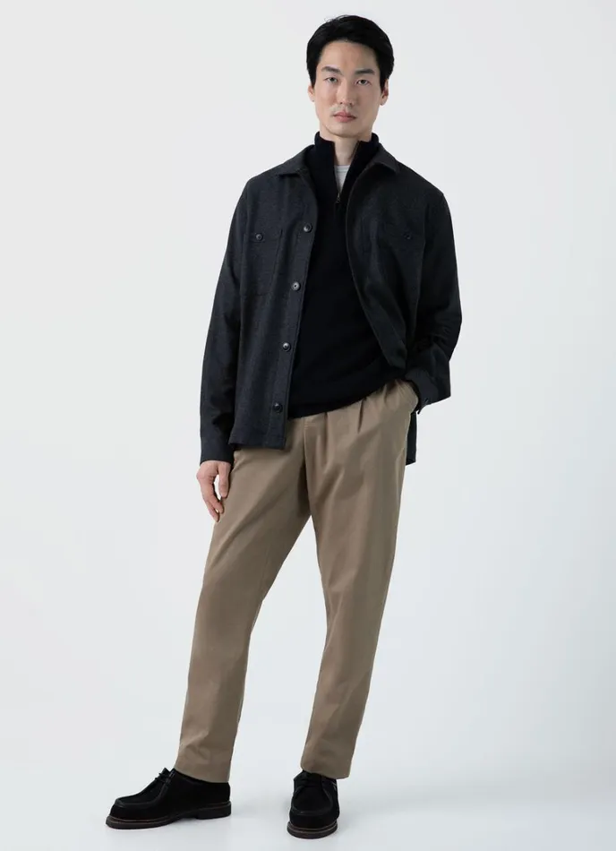 SUNSPEL Knitwear Lambswool Half Zip Jumper Dark Navy Mouline 8211 Men