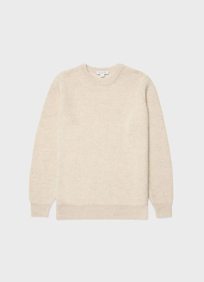 SUNSPEL Knitwear Luxury British Wool Jumper Natural Ecru 8211 Men