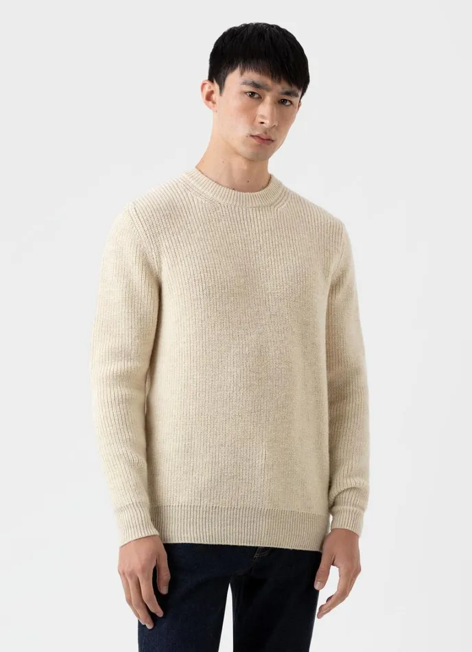 SUNSPEL Knitwear Luxury British Wool Jumper Natural Ecru 8211 Men