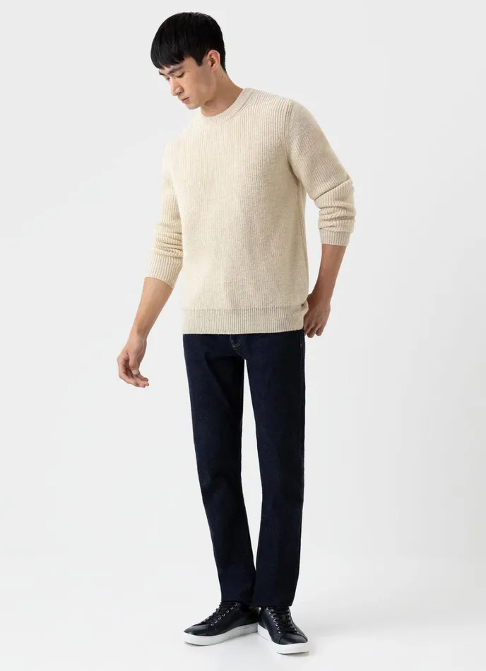 SUNSPEL Knitwear Luxury British Wool Jumper Natural Ecru 8211 Men