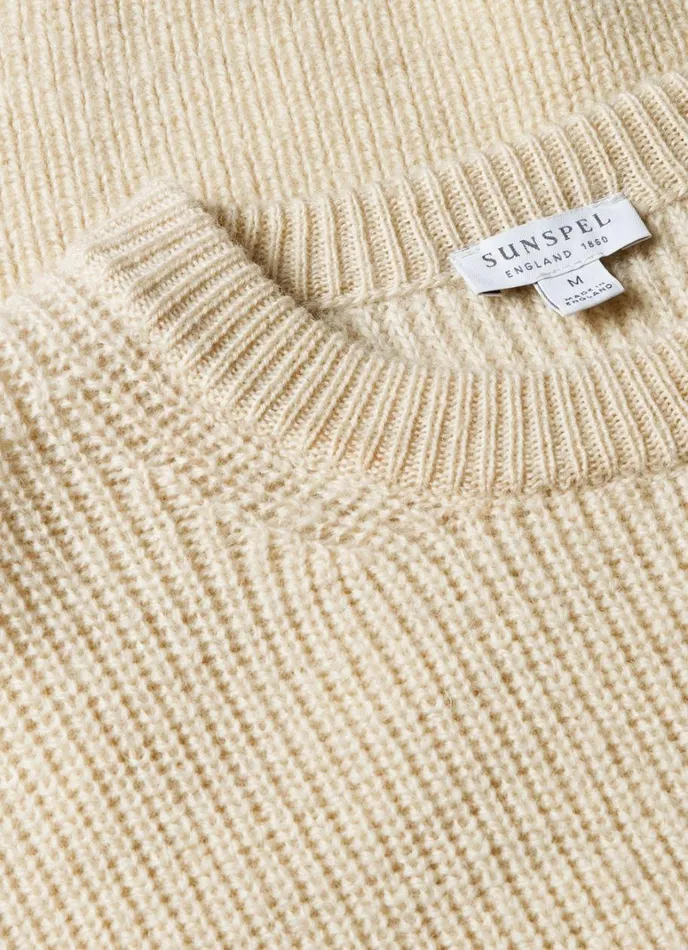 SUNSPEL Knitwear Luxury British Wool Jumper Natural Ecru 8211 Men