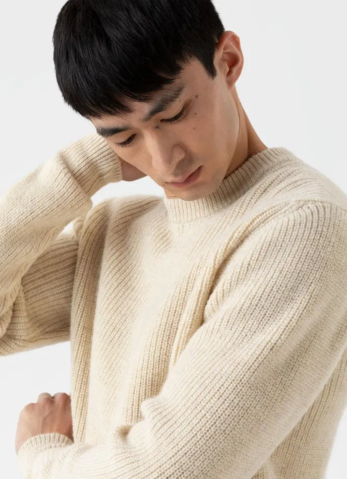 SUNSPEL Knitwear Luxury British Wool Jumper Natural Ecru 8211 Men
