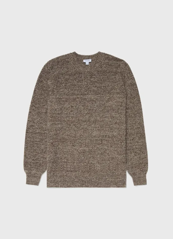 SUNSPEL Knitwear Luxury British Wool Jumper Natural Ecrubrown Twist 8211 Men
