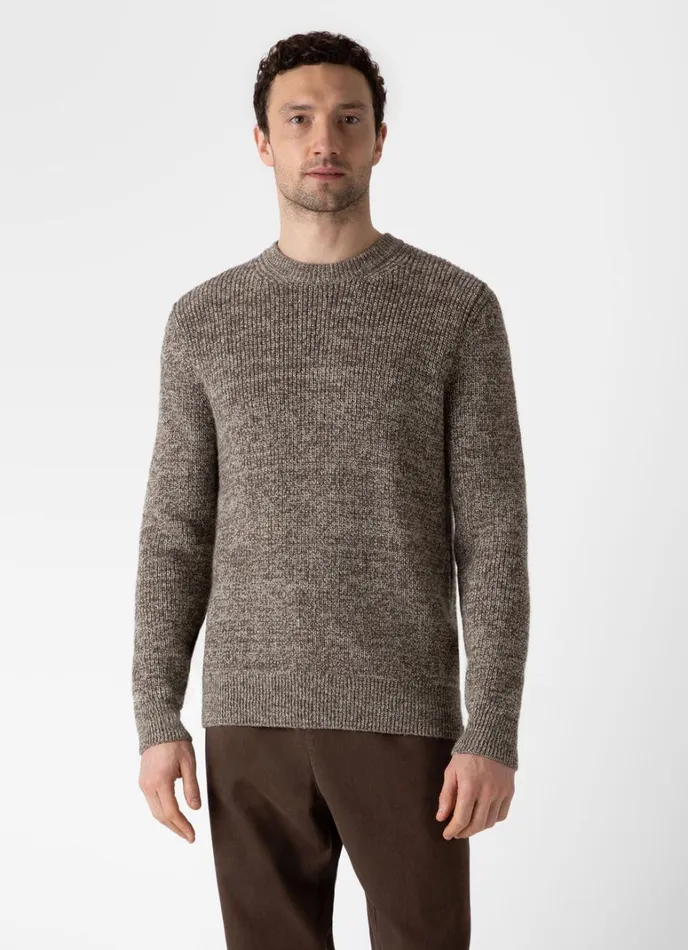 SUNSPEL Knitwear Luxury British Wool Jumper Natural Ecrubrown Twist 8211 Men