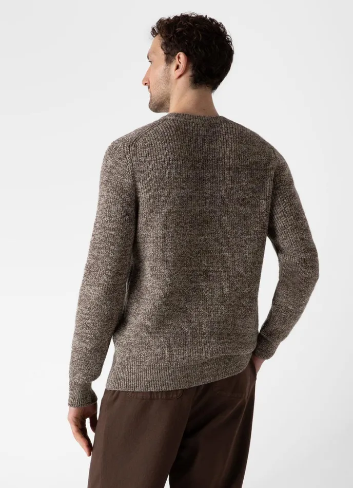 SUNSPEL Knitwear Luxury British Wool Jumper Natural Ecrubrown Twist 8211 Men