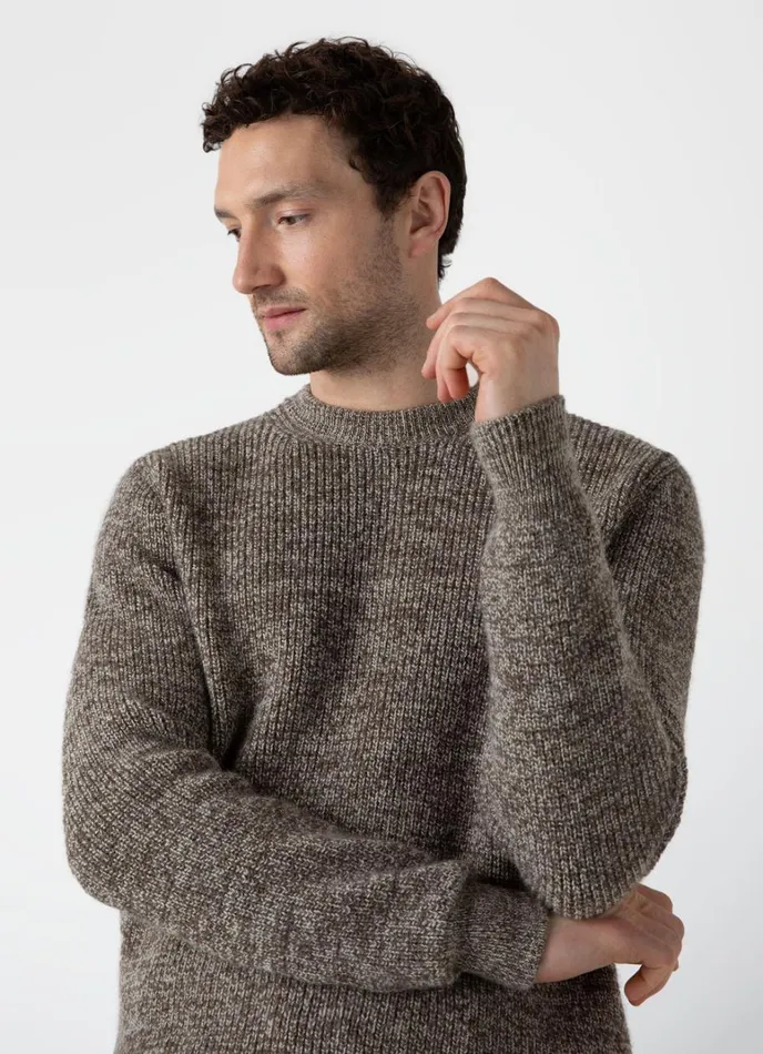 SUNSPEL Knitwear Luxury British Wool Jumper Natural Ecrubrown Twist 8211 Men