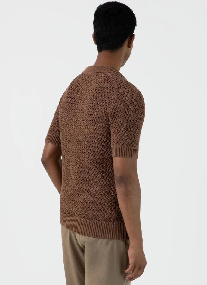SUNSPEL Knitwear Open Stitch Polo Shirt Brown 8211 Men
