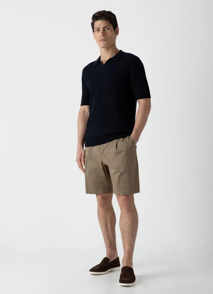 SUNSPEL Knitwear Open Textured Polo Shirt Navy 8211 Men