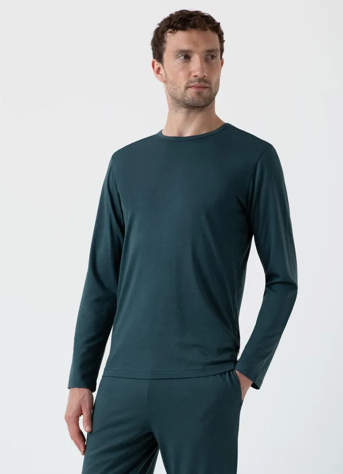 SUNSPEL Loungewear and Sleepwear Long Sleeve Cotton Modal Lounge Tshirt Peacock 8211 Men