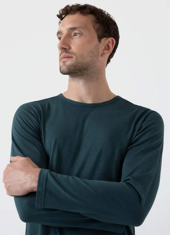 SUNSPEL Loungewear and Sleepwear Long Sleeve Cotton Modal Lounge Tshirt Peacock 8211 Men