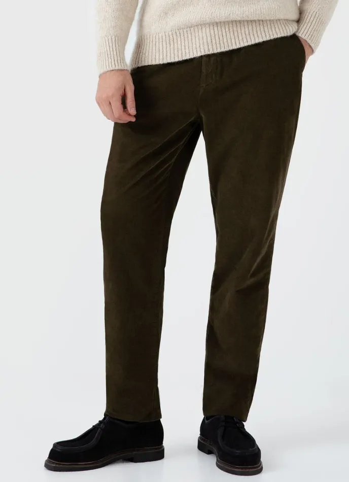 SUNSPEL Pants Cellular Cord Drawstring Trouser Dark Olive 8211 Men