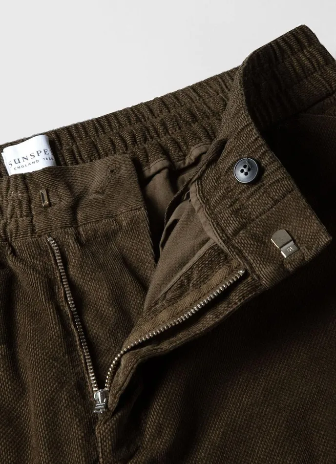 SUNSPEL Pants Cellular Cord Drawstring Trouser Dark Olive 8211 Men