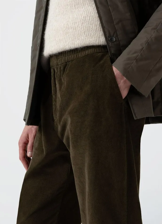 SUNSPEL Pants Cellular Cord Drawstring Trouser Dark Olive 8211 Men