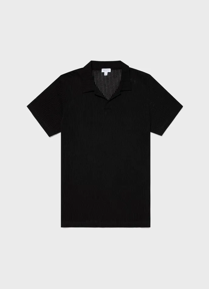 SUNSPEL Polo Shirts Linear Mesh Polo Shirt Black 8211 Men