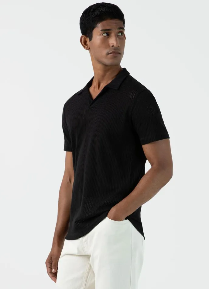 SUNSPEL Polo Shirts Linear Mesh Polo Shirt Black 8211 Men