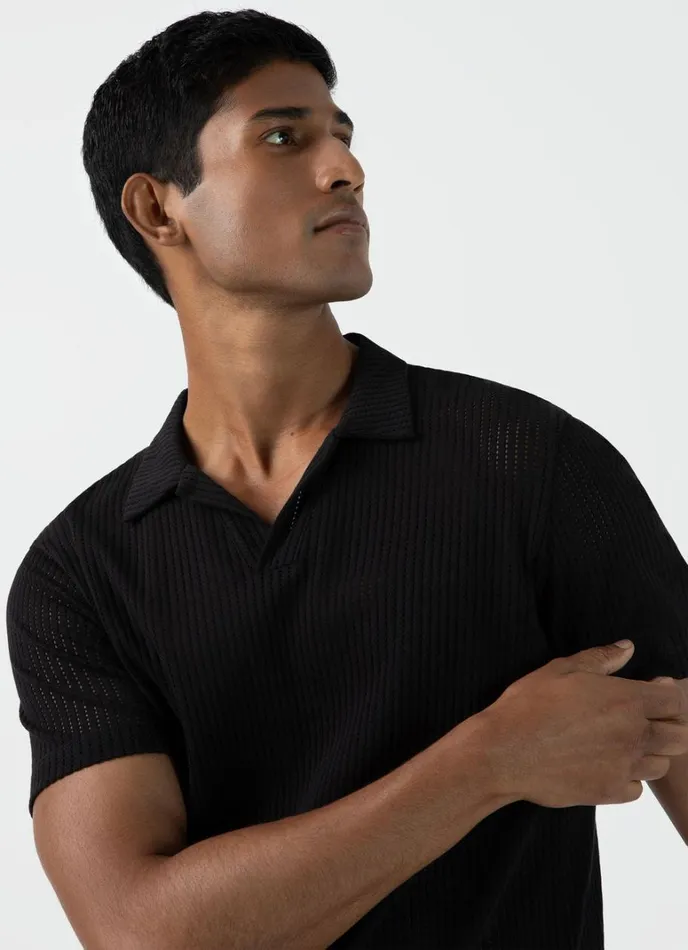 SUNSPEL Polo Shirts Linear Mesh Polo Shirt Black 8211 Men