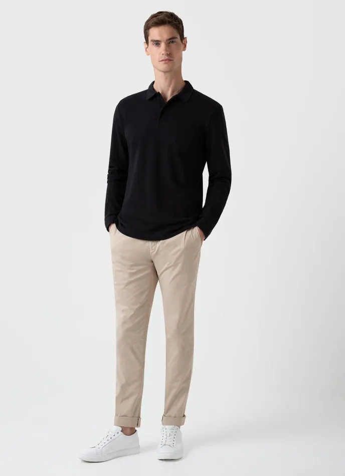 SUNSPEL Polo Shirts Long Sleeve Riviera Polo Shirt Black 8211 Men