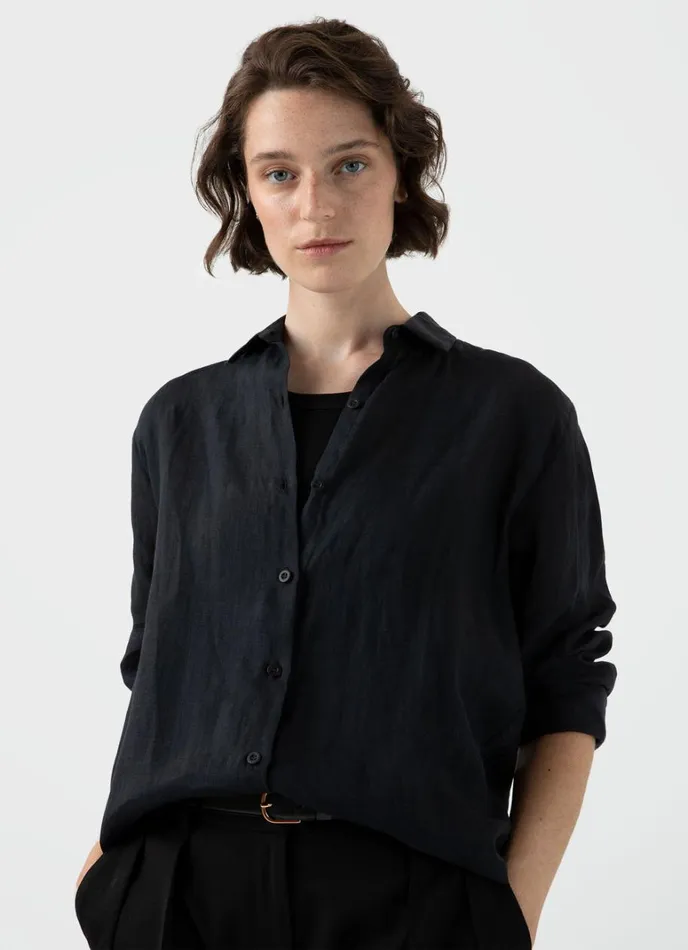 SUNSPEL Shirts and Blouses Linen Shirt Black 8211 Women