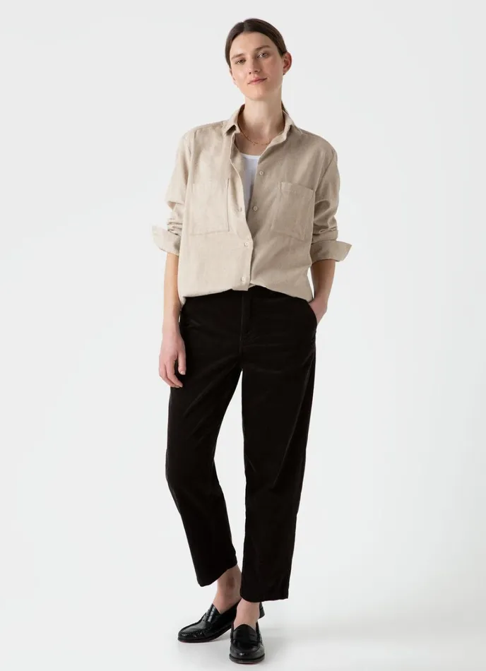 SUNSPEL Shirts and Blouses Oversized Flannel Shirt Oatmeal Melange 8211 Women