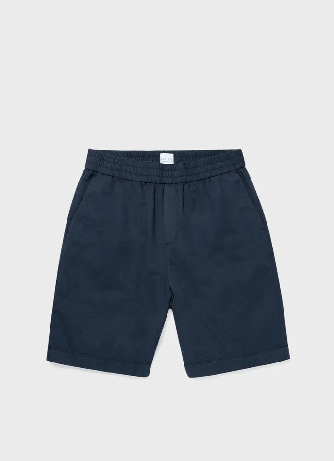 SUNSPEL Shorts Cotton Linen Drawstring Shorts Navy 8211 Men