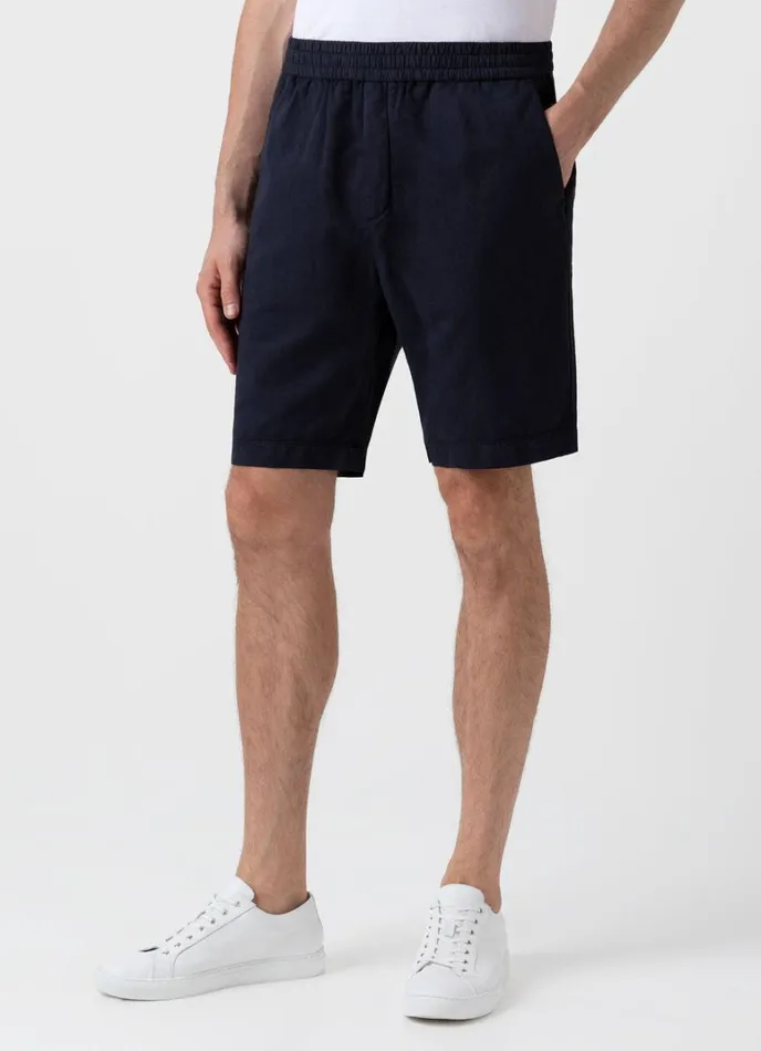 SUNSPEL Shorts Cotton Linen Drawstring Shorts Navy 8211 Men