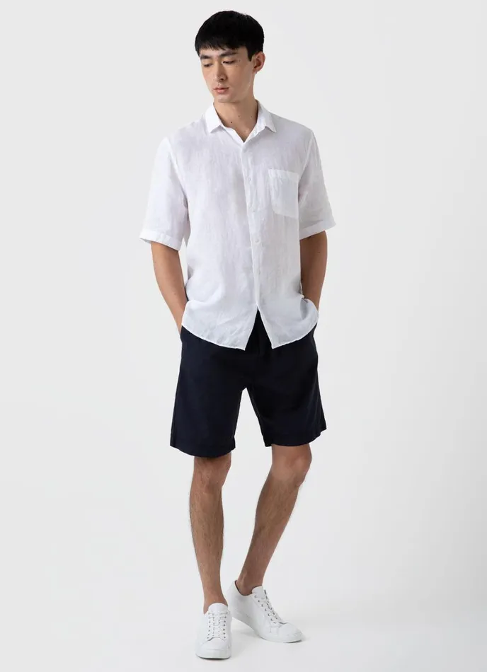 SUNSPEL Shorts Cotton Linen Drawstring Shorts Navy 8211 Men
