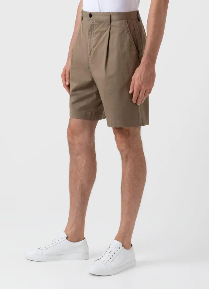SUNSPEL Shorts Pleated Twill Shorts Dark Stone 8211 Men