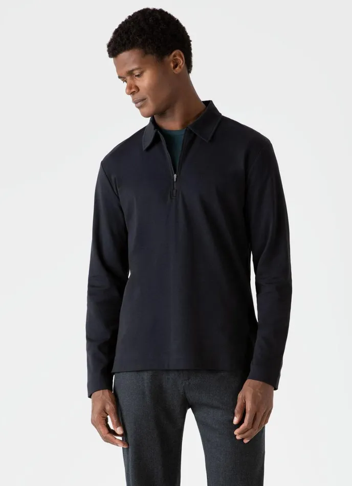 SUNSPEL Sweatshirts and Sweatpants Half Zip Heavyweight Polo Shirt Black 8211 Men