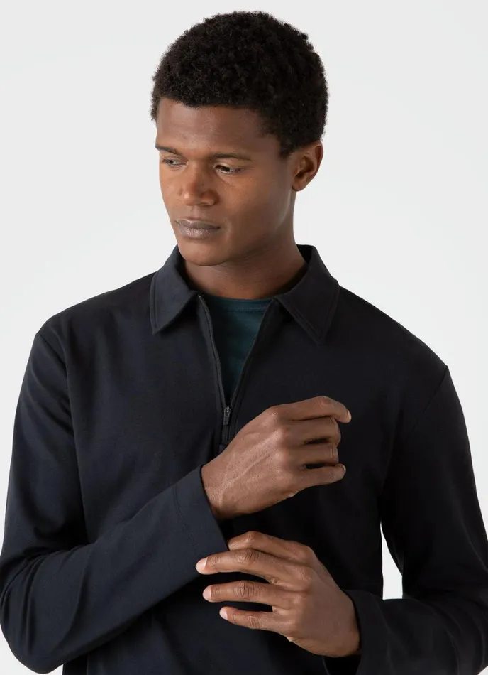 SUNSPEL Sweatshirts and Sweatpants Half Zip Heavyweight Polo Shirt Black 8211 Men