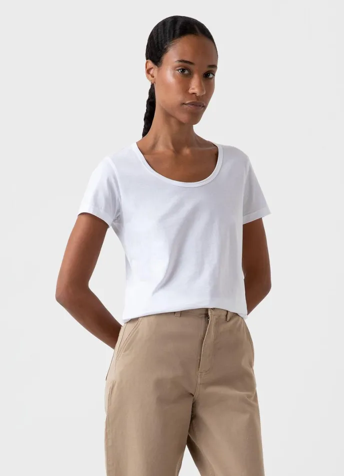 SUNSPEL Tshirts and Tops Classic Scoop Neck Tshirt White 8211 Women