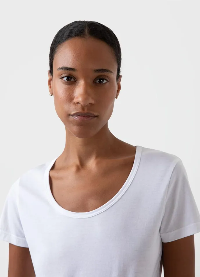 SUNSPEL Tshirts and Tops Classic Scoop Neck Tshirt White 8211 Women