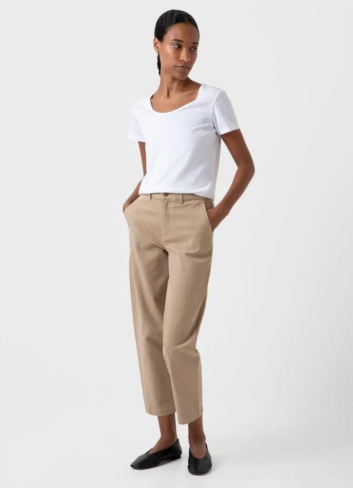 SUNSPEL Tshirts and Tops Classic Scoop Neck Tshirt White 8211 Women