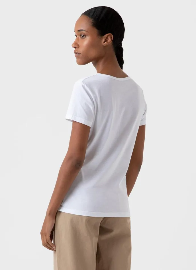 SUNSPEL Tshirts and Tops Classic Scoop Neck Tshirt White 8211 Women