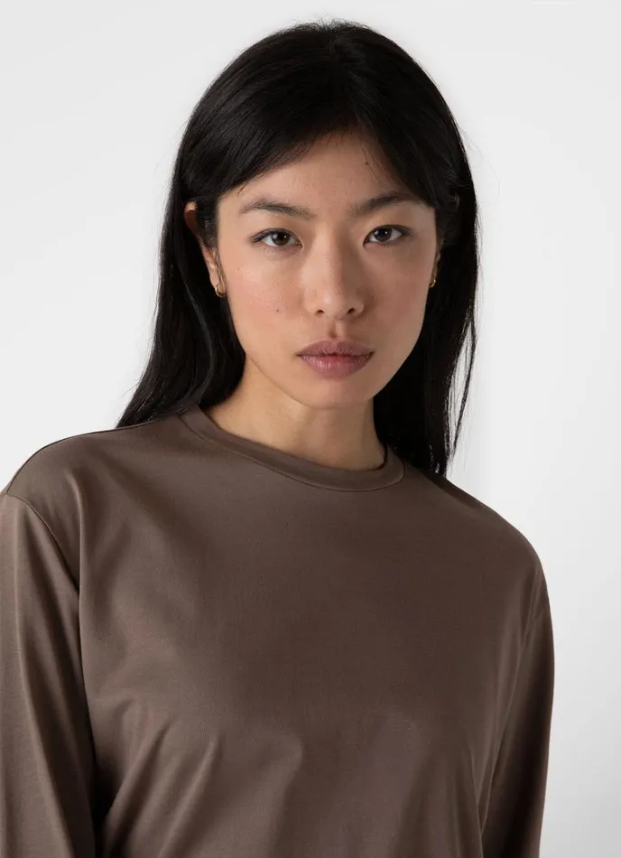 SUNSPEL Tshirts and Tops Long Sleeve Boy Fit Tshirt Cedar 8211 Women