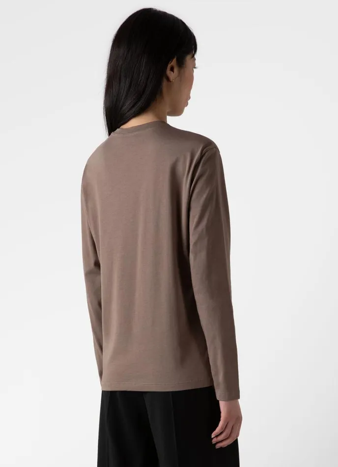 SUNSPEL Tshirts and Tops Long Sleeve Boy Fit Tshirt Cedar 8211 Women