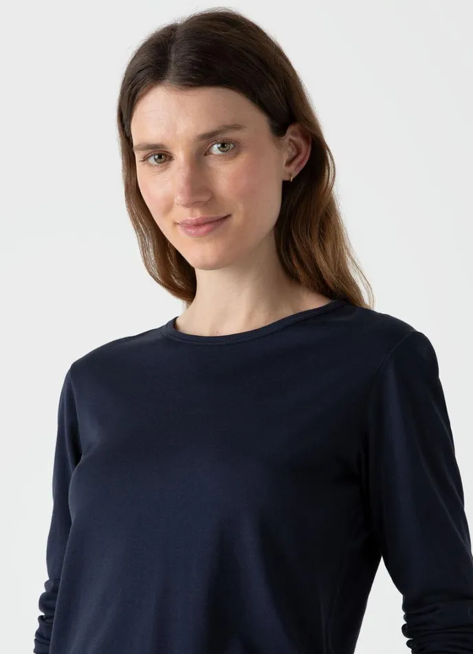 SUNSPEL Tshirts and Tops Long Sleeve Classic Tshirt Navy 8211 Women