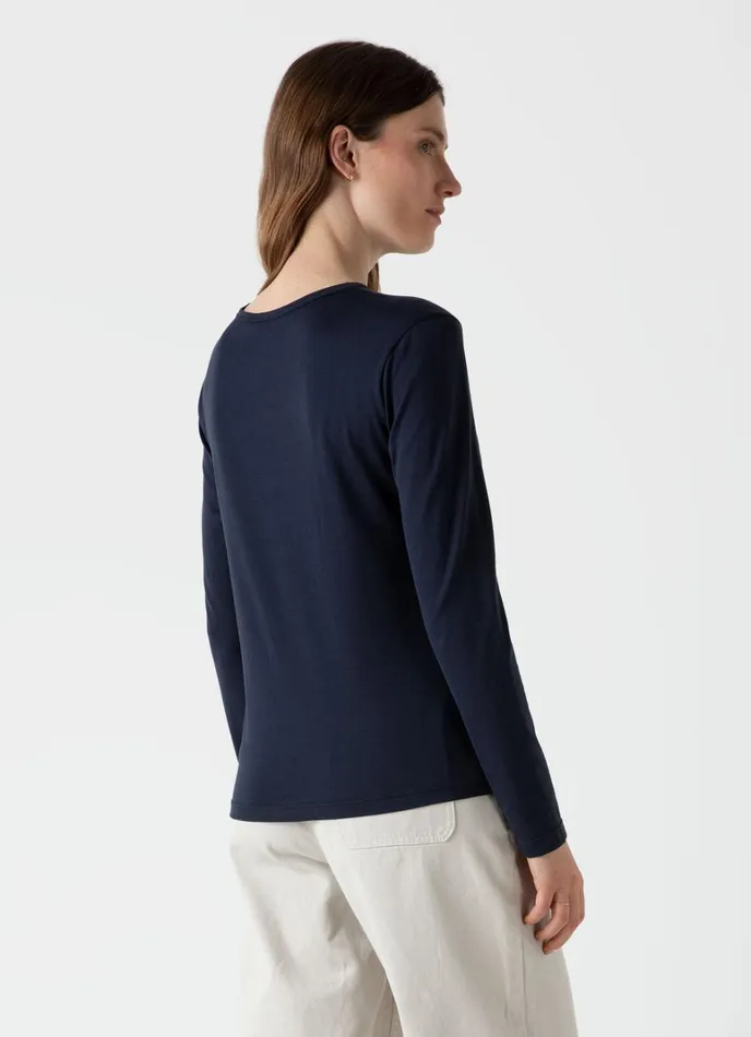 SUNSPEL Tshirts and Tops Long Sleeve Classic Tshirt Navy 8211 Women