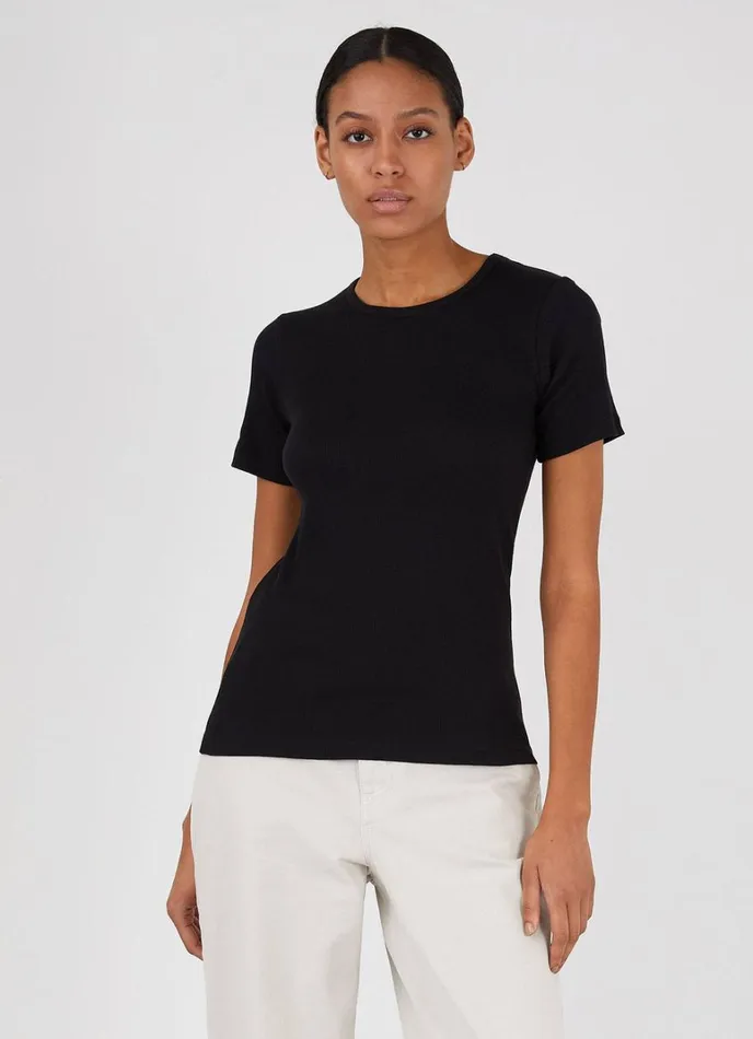 SUNSPEL Tshirts and Tops Rib Tshirt Black 8211 Women