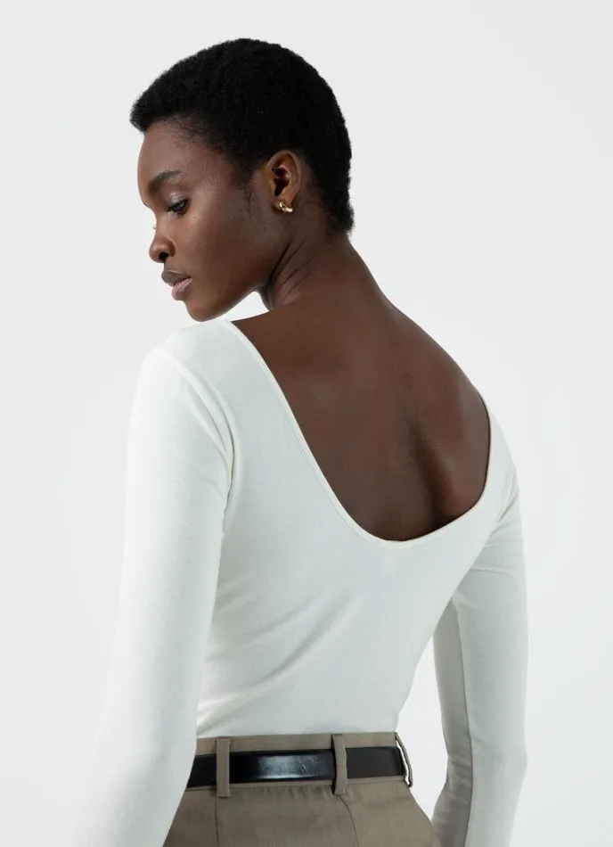 SUNSPEL Tshirts and Tops Scoop Back Top Ecru 8211 Women