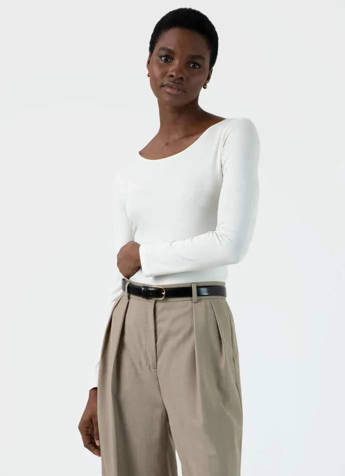 SUNSPEL Tshirts and Tops Scoop Back Top Ecru 8211 Women