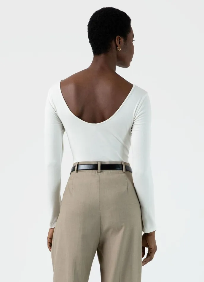 SUNSPEL Tshirts and Tops Scoop Back Top Ecru 8211 Women
